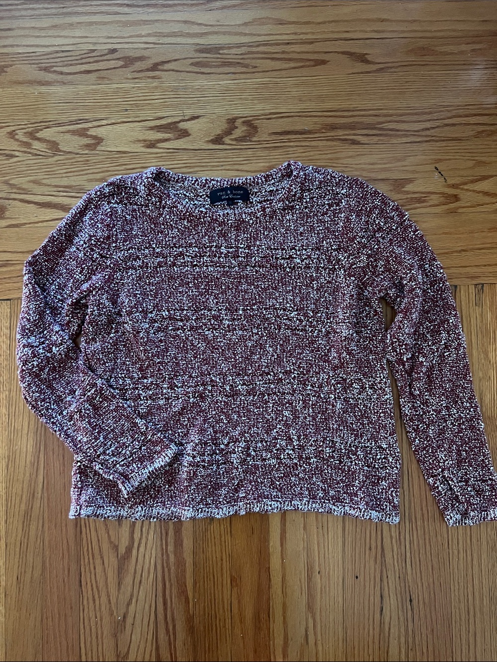 Rag & Bone Store Exclusive Red and White Crew Neck Marled Sweater size Medium